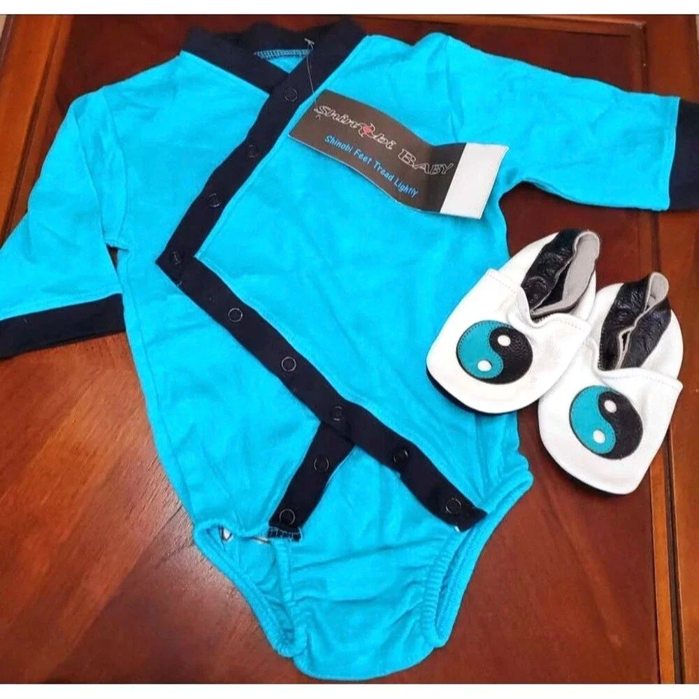 Eco-Conscious SHINOBI BABY Martial Arts Ninja Romper Yin Yang Shoes Set 12-18M